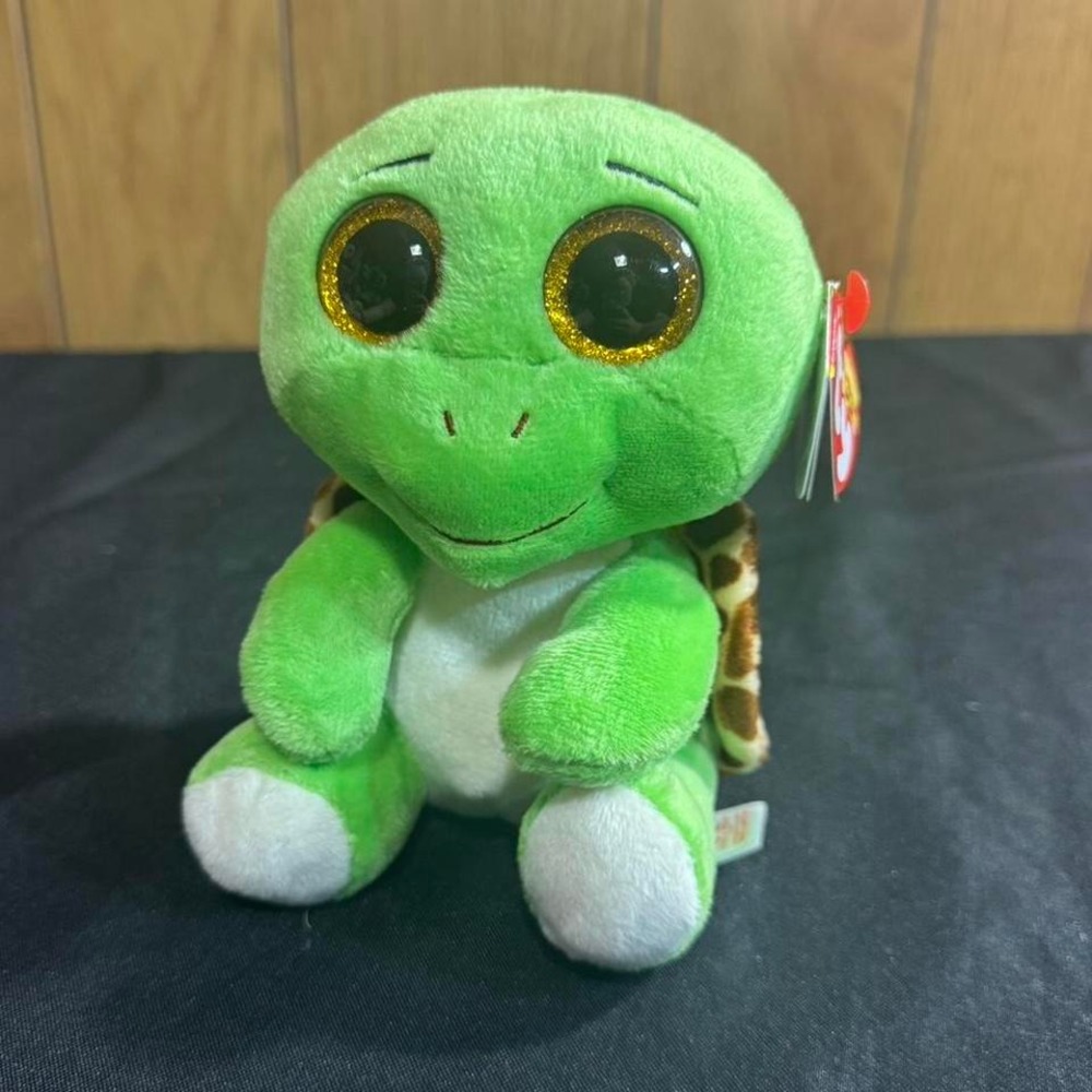 TY beanie baby Green‎ and white Beanie Boo turtle NWT